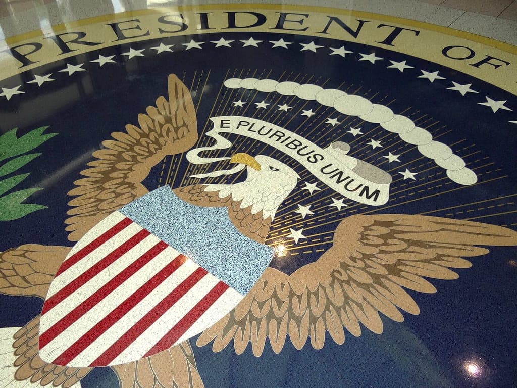 Detail of Presidential Seal in Foyer – Richard M. Nixon Presidential Library & Birthplace – Yorba Linda, CA – USA