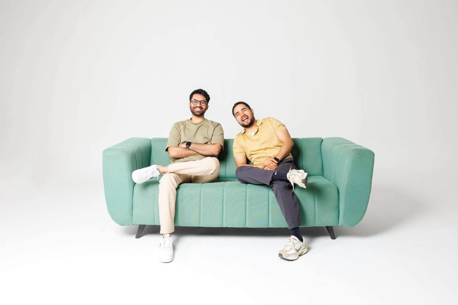 Metaforms cofounders Arjun S and Akshat Tyagi on sofa