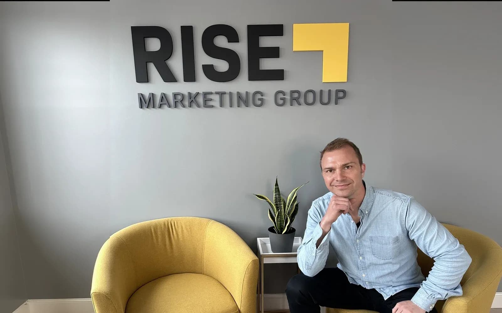 Ben Lund, founder of Rise Marketing Group, at the agency's office