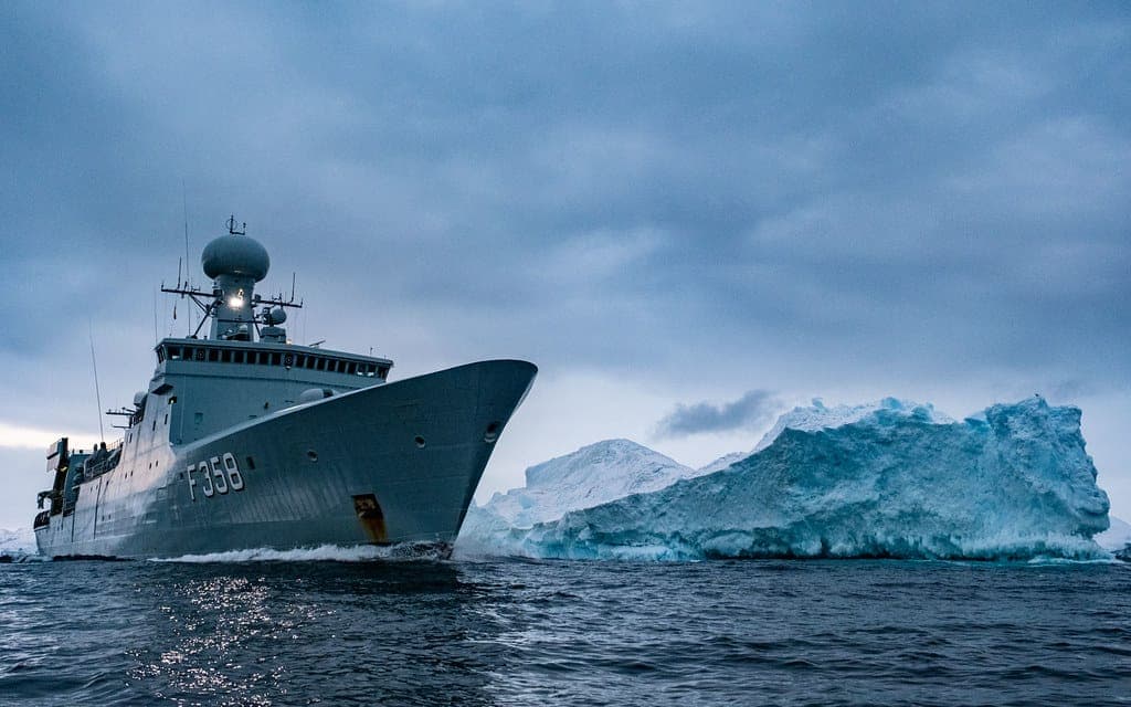 Royal Danish Navy frigate HDMS Triton patrols the seas around the Arctic