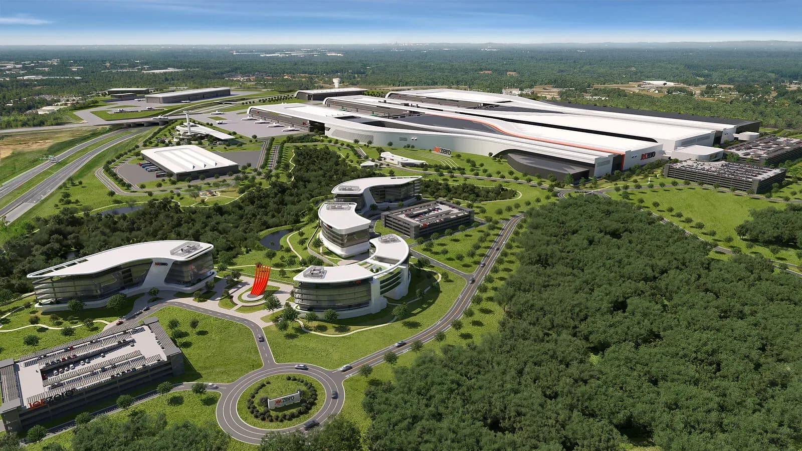 JetZero aerospace manufacturing campus rendering in Greensboro, North Carolina