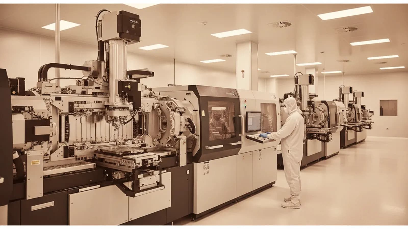 European semiconductor fabrication clean room with lithography equipment