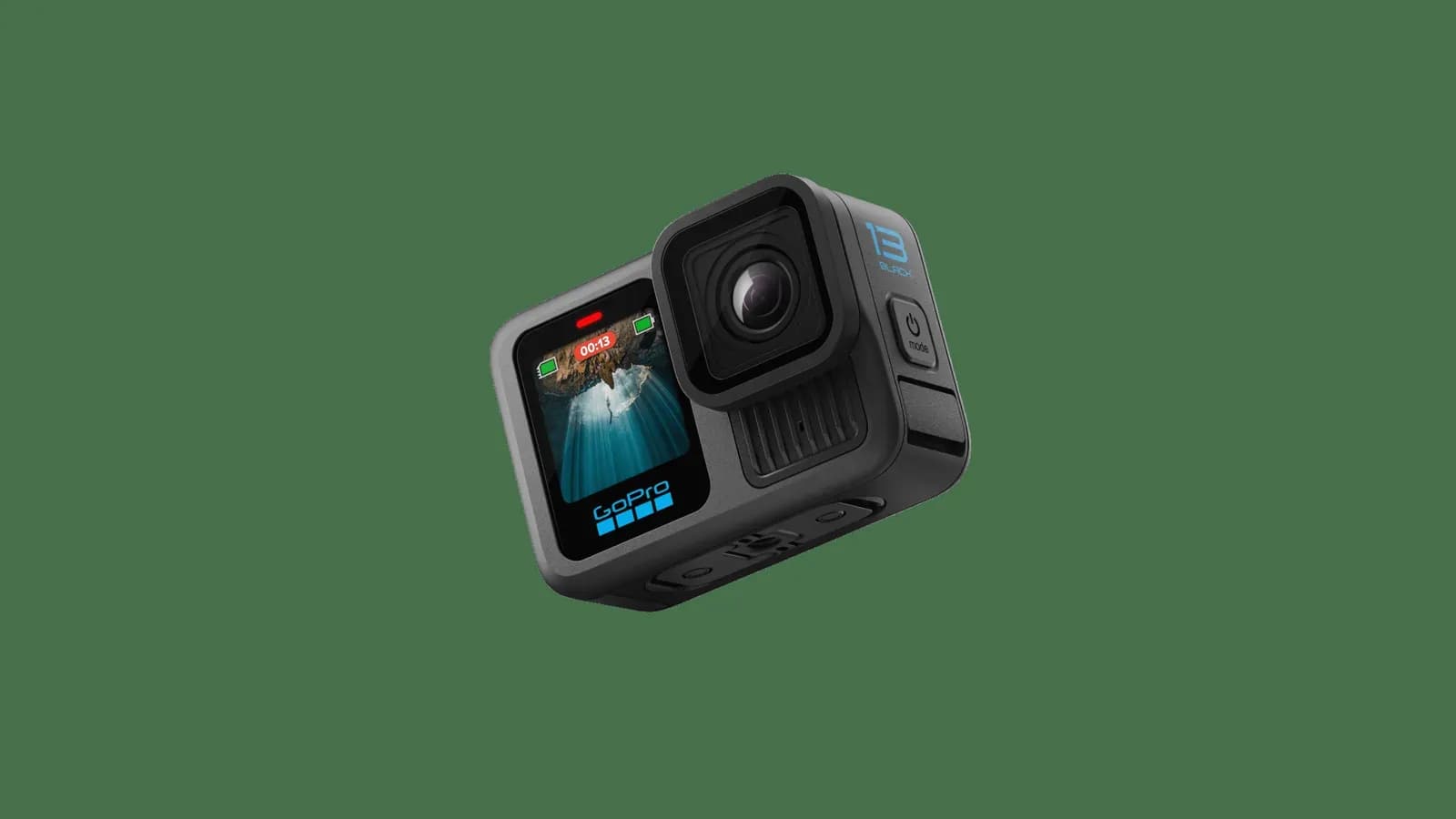 A GoPro Hero action camera on a dark background