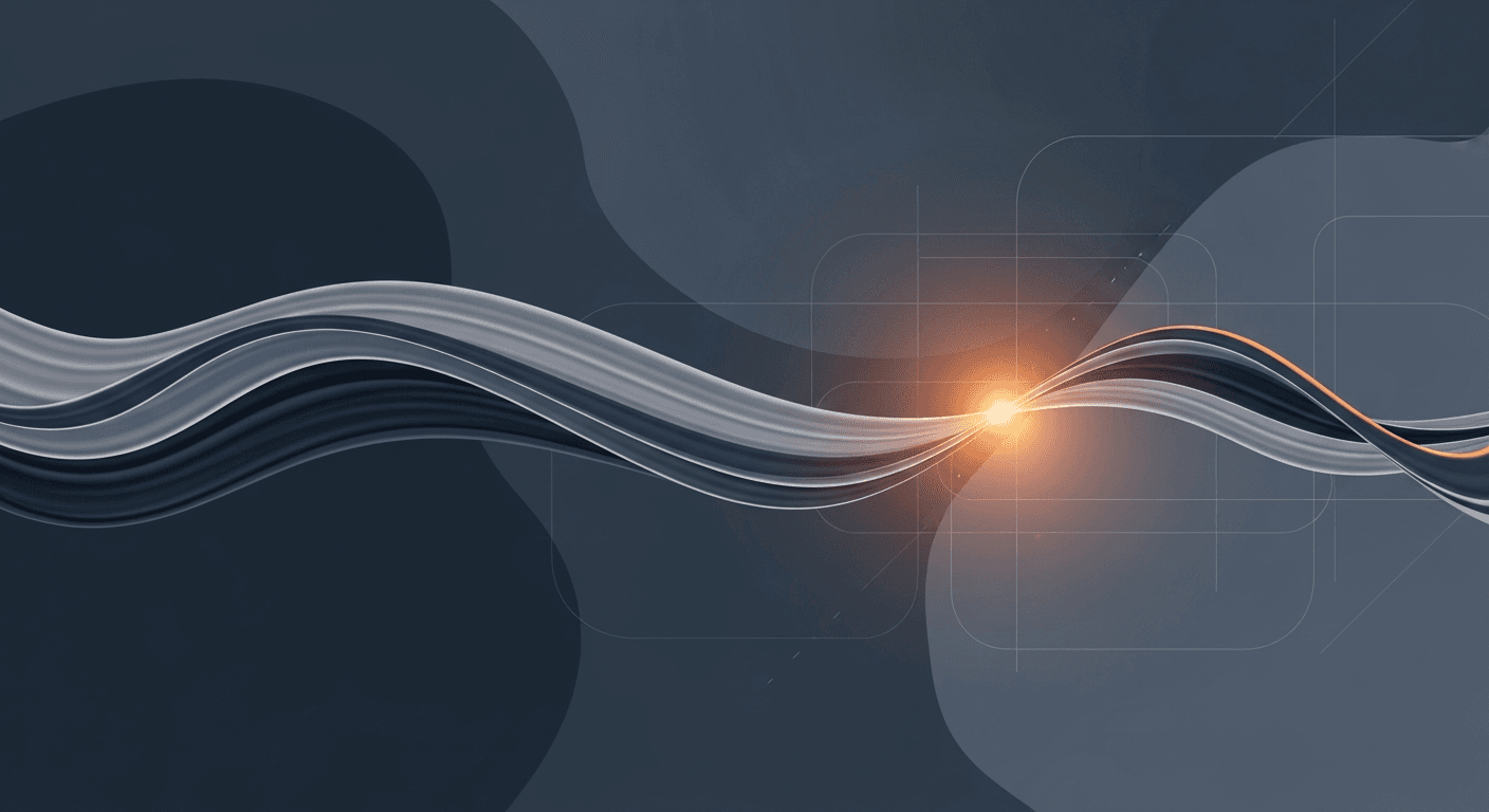 Illustration of digital light streams converging representing AI-powered 3D creation