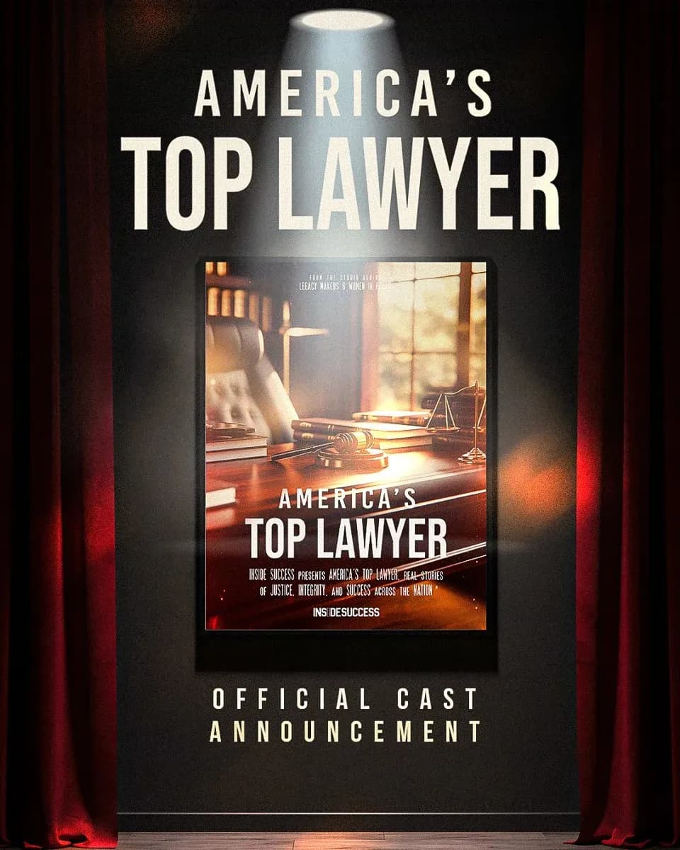 America's Top Lawyer TV series cast announcement poster